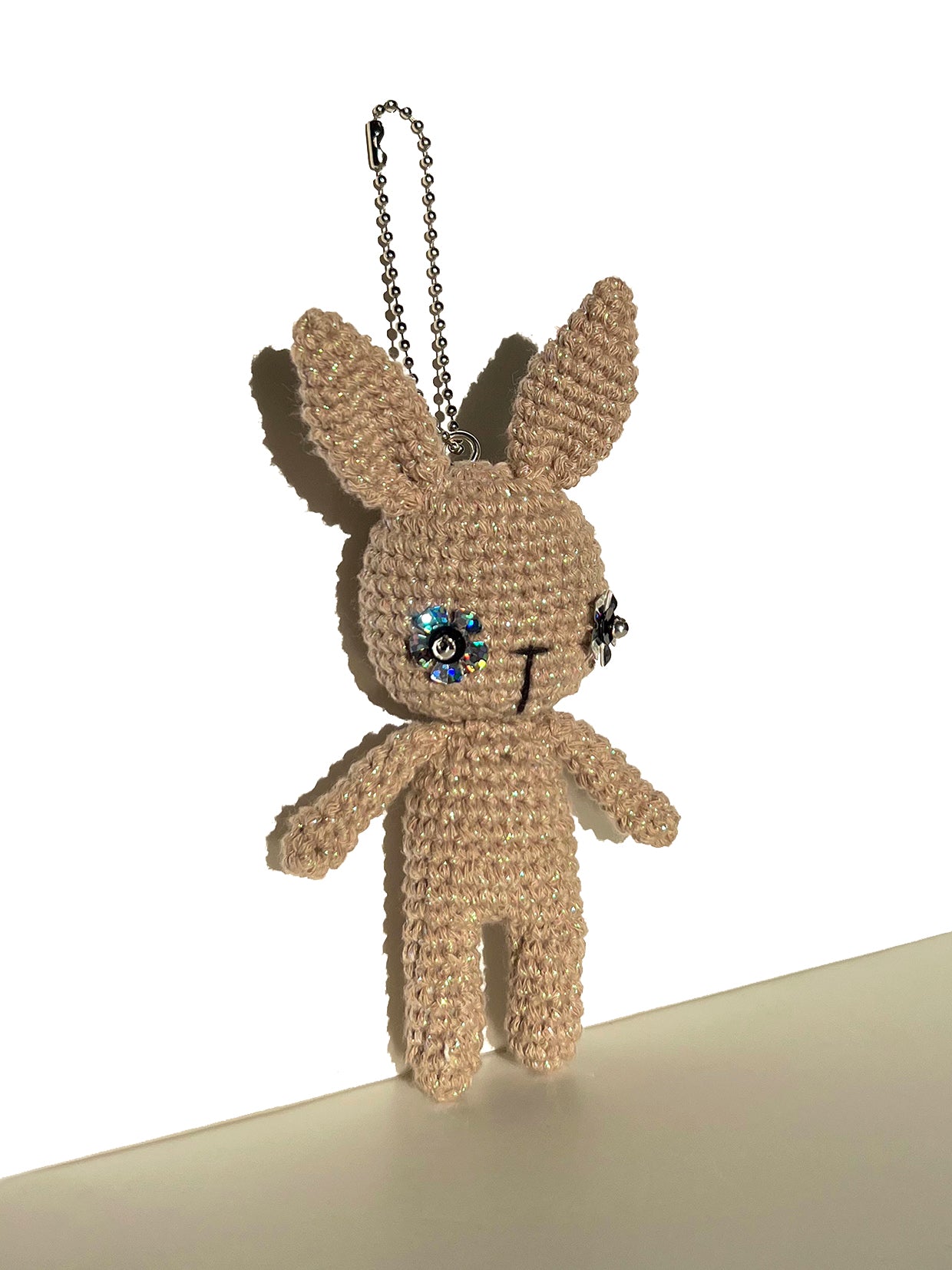 DISCO BUNNY BAG CHARM - ALMOND