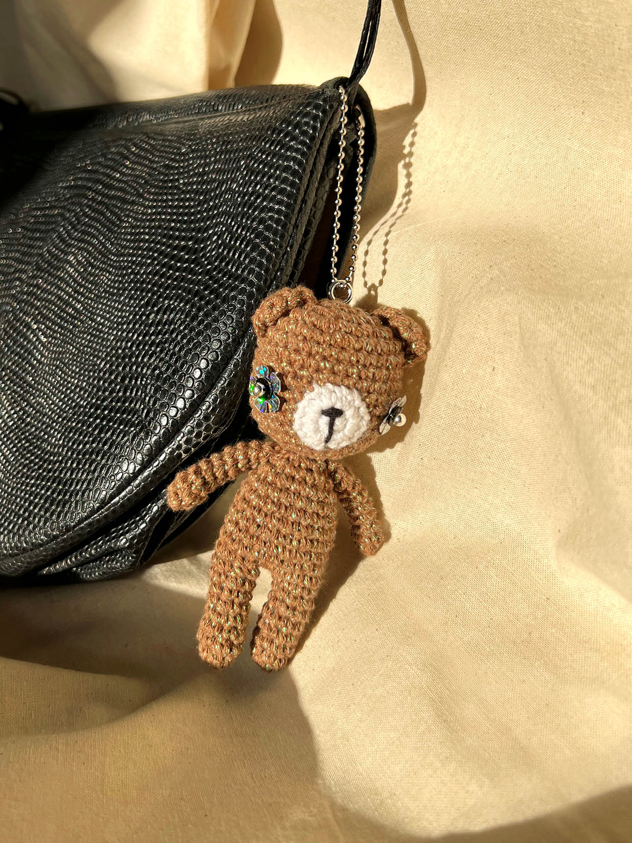 DISCO TEDDY BAG CHARM - MOCHA