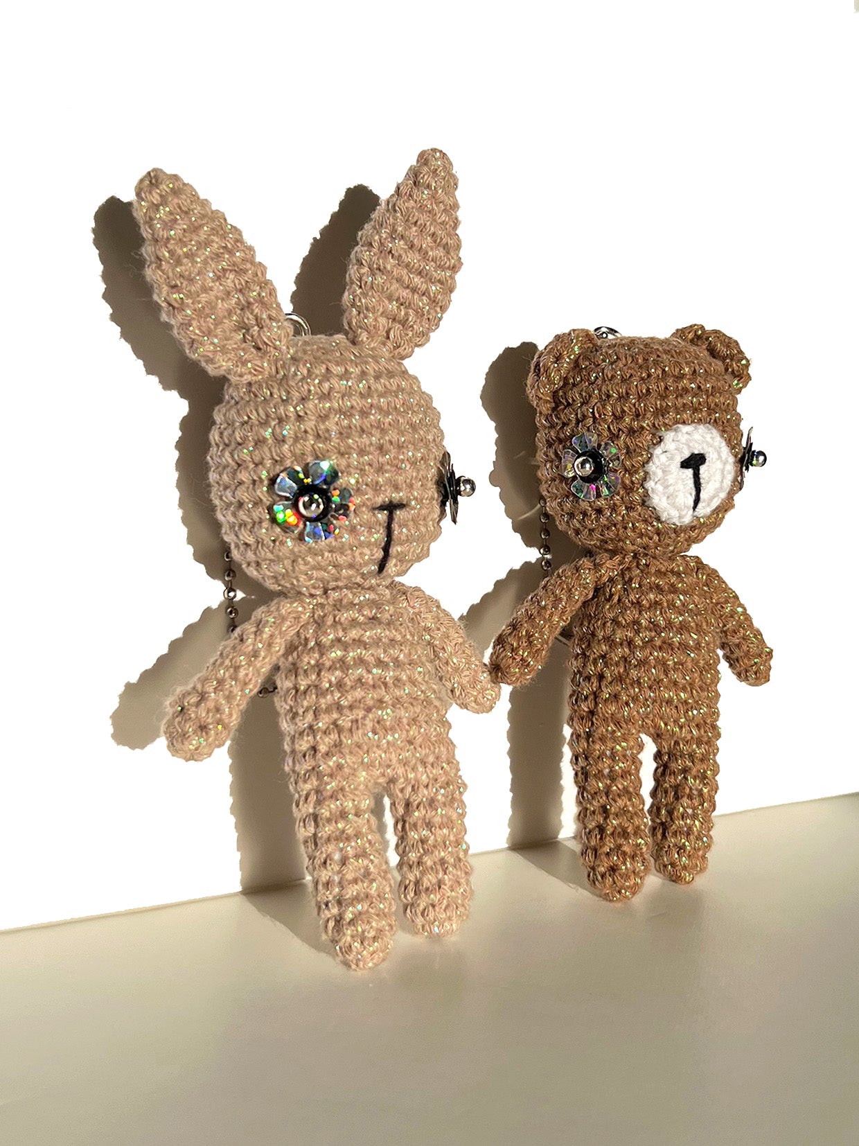 DISCO BUNNY BAG CHARM - ALMOND