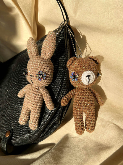 DISCO BUNNY BAG CHARM - ALMOND